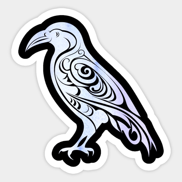 Celtic Nordic Raven Crow Winter Watercolors Sticker by Pixelchicken